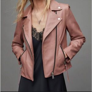 All Saints Dusty Pink Leather Jacket